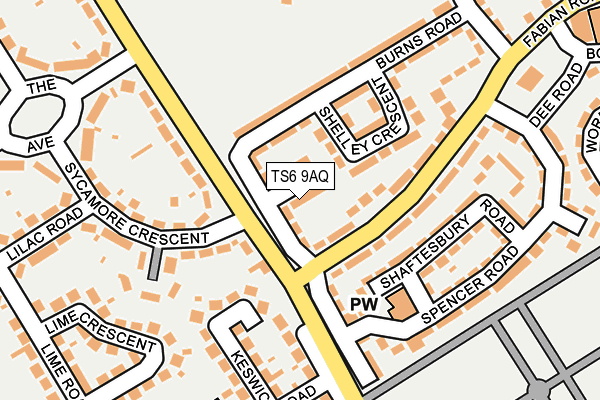 TS6 9AQ map - OS OpenMap – Local (Ordnance Survey)