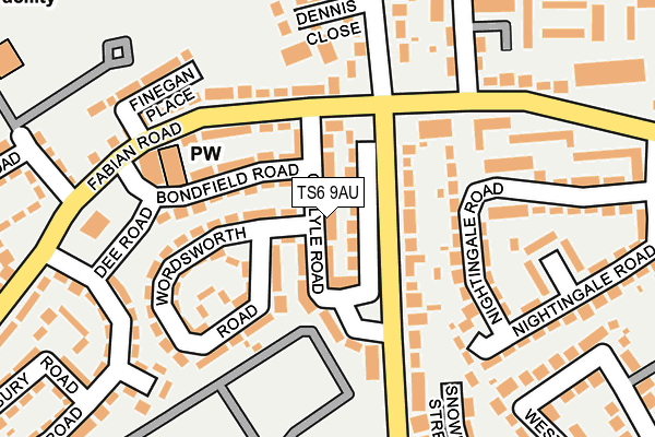 TS6 9AU map - OS OpenMap – Local (Ordnance Survey)