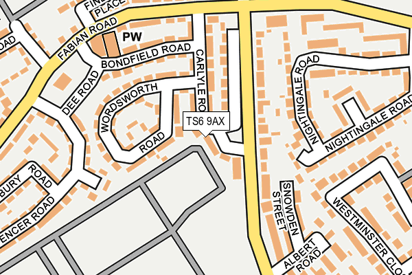 TS6 9AX map - OS OpenMap – Local (Ordnance Survey)