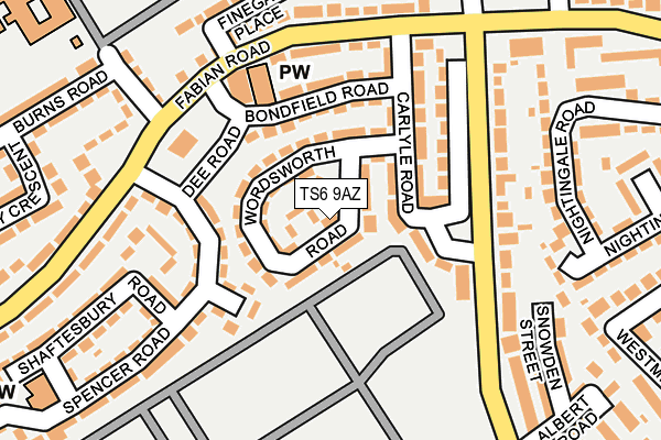 TS6 9AZ map - OS OpenMap – Local (Ordnance Survey)