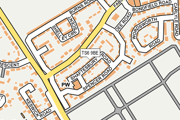 TS6 9BE map - OS OpenMap – Local (Ordnance Survey)