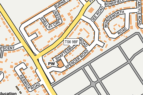 TS6 9BF map - OS OpenMap – Local (Ordnance Survey)