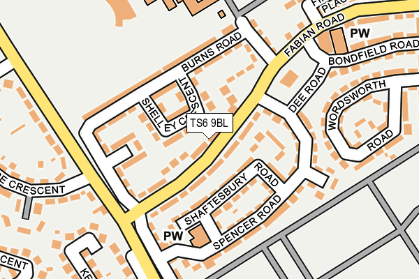 TS6 9BL map - OS OpenMap – Local (Ordnance Survey)