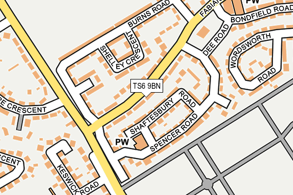 TS6 9BN map - OS OpenMap – Local (Ordnance Survey)