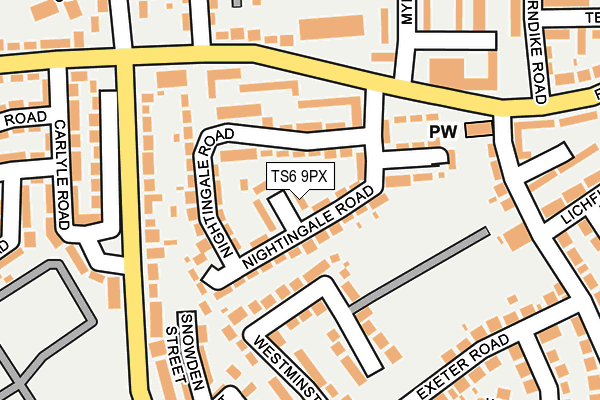 TS6 9PX map - OS OpenMap – Local (Ordnance Survey)