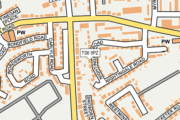 TS6 9PZ map - OS OpenMap – Local (Ordnance Survey)
