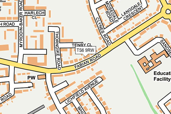 TS6 9RW map - OS OpenMap – Local (Ordnance Survey)