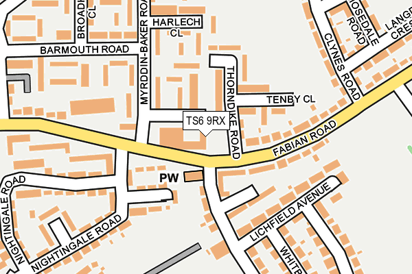 TS6 9RX map - OS OpenMap – Local (Ordnance Survey)