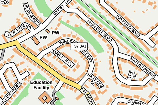 TS7 0AJ map - OS OpenMap – Local (Ordnance Survey)
