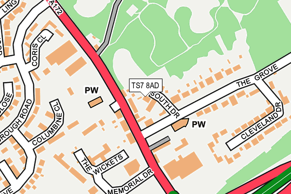 TS7 8AD map - OS OpenMap – Local (Ordnance Survey)