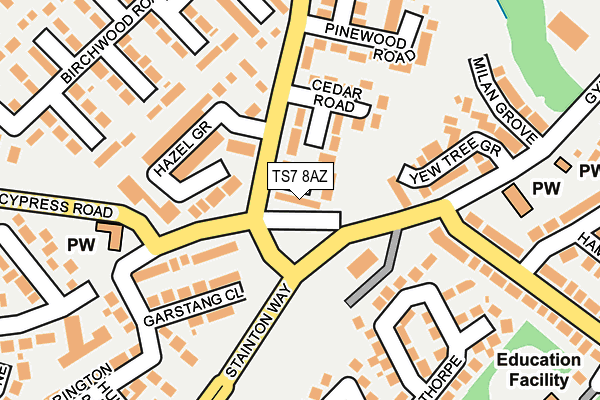 TS7 8AZ map - OS OpenMap – Local (Ordnance Survey)