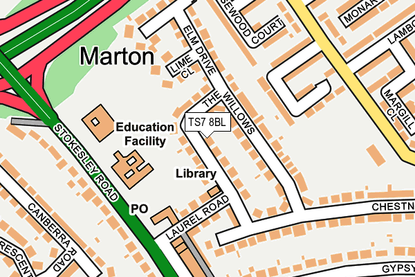 TS7 8BL map - OS OpenMap – Local (Ordnance Survey)