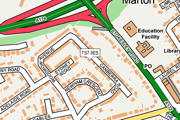 TS7 8ES map - OS OpenMap – Local (Ordnance Survey)