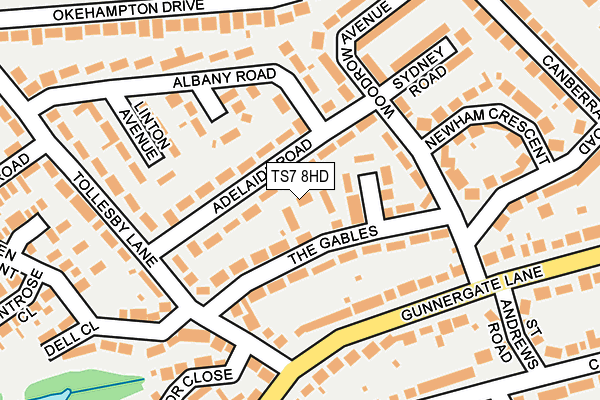 TS7 8HD map - OS OpenMap – Local (Ordnance Survey)