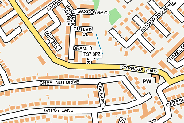 TS7 8PZ map - OS OpenMap – Local (Ordnance Survey)