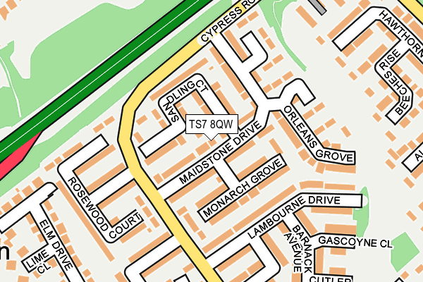 TS7 8QW map - OS OpenMap – Local (Ordnance Survey)