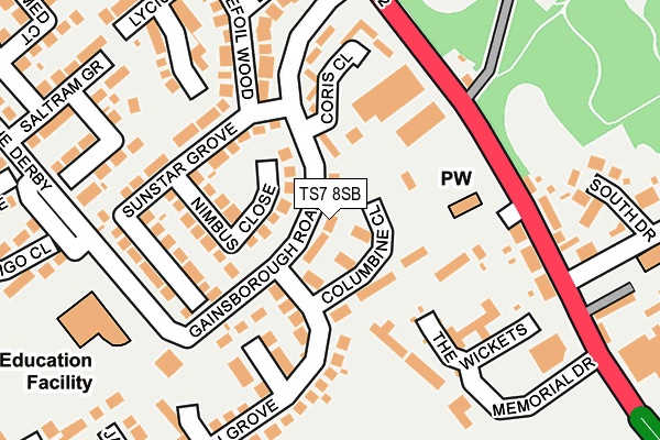 TS7 8SB map - OS OpenMap – Local (Ordnance Survey)