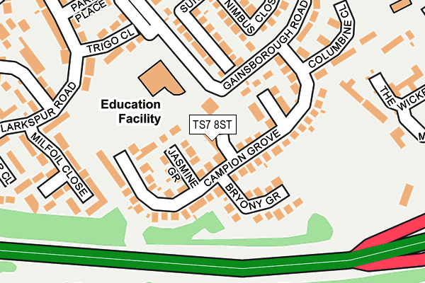 TS7 8ST map - OS OpenMap – Local (Ordnance Survey)