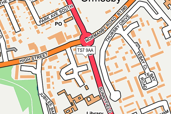 TS7 9AA map - OS OpenMap – Local (Ordnance Survey)