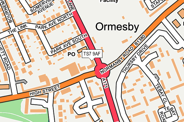 TS7 9AF map - OS OpenMap – Local (Ordnance Survey)