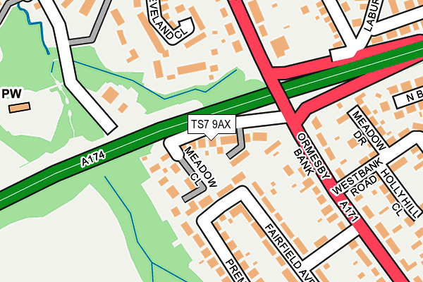 TS7 9AX map - OS OpenMap – Local (Ordnance Survey)