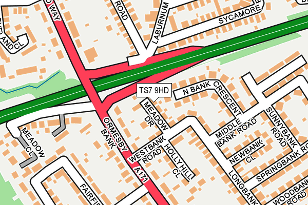 TS7 9HD map - OS OpenMap – Local (Ordnance Survey)