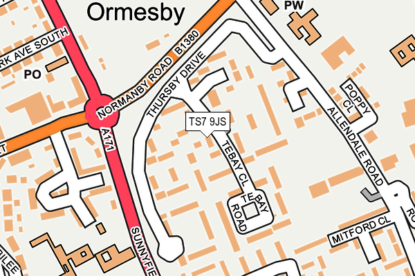 TS7 9JS map - OS OpenMap – Local (Ordnance Survey)