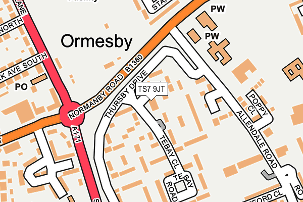 TS7 9JT map - OS OpenMap – Local (Ordnance Survey)