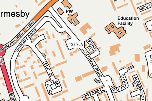 TS7 9LA map - OS OpenMap – Local (Ordnance Survey)