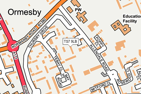 TS7 9LB map - OS OpenMap – Local (Ordnance Survey)