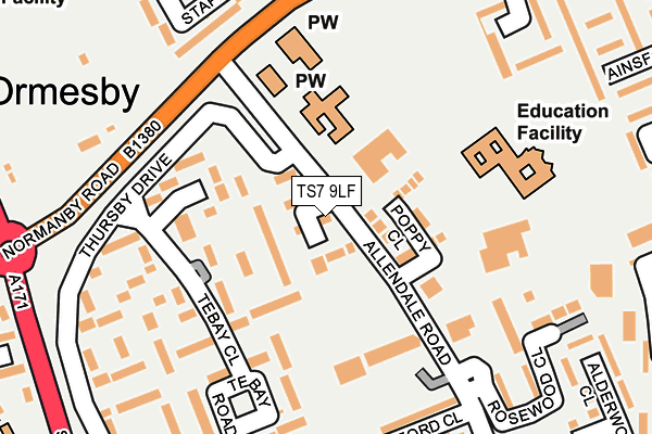 TS7 9LF map - OS OpenMap – Local (Ordnance Survey)