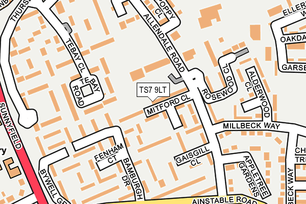 TS7 9LT map - OS OpenMap – Local (Ordnance Survey)