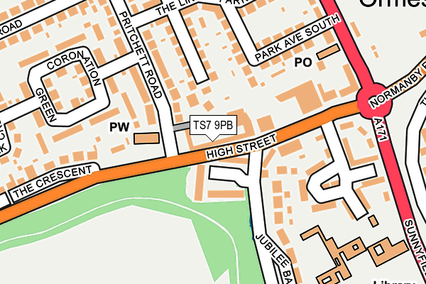 TS7 9PB map - OS OpenMap – Local (Ordnance Survey)