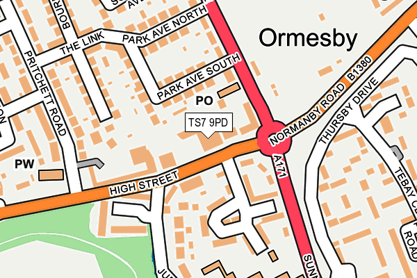 TS7 9PD map - OS OpenMap – Local (Ordnance Survey)