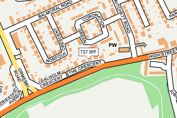 TS7 9PF map - OS OpenMap – Local (Ordnance Survey)