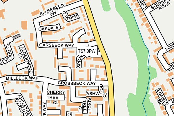 TS7 9PW map - OS OpenMap – Local (Ordnance Survey)