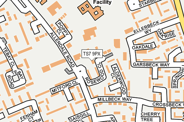 TS7 9PX map - OS OpenMap – Local (Ordnance Survey)