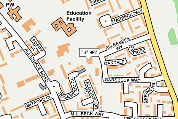 TS7 9PZ map - OS OpenMap – Local (Ordnance Survey)