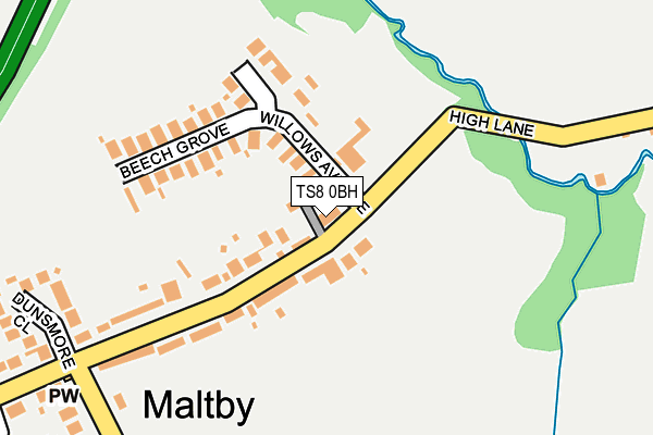 TS8 0BH map - OS OpenMap – Local (Ordnance Survey)