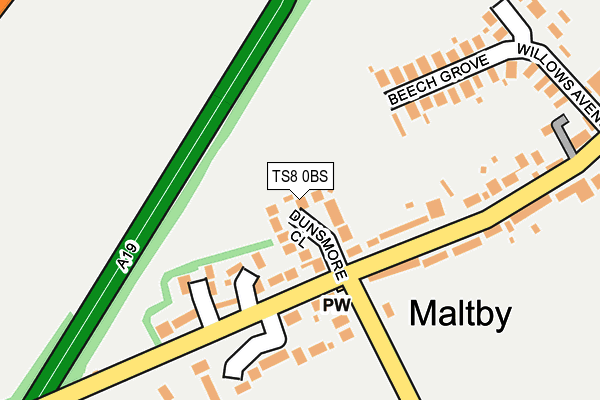 TS8 0BS map - OS OpenMap – Local (Ordnance Survey)