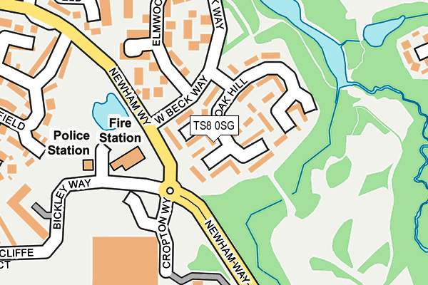 TS8 0SG map - OS OpenMap – Local (Ordnance Survey)