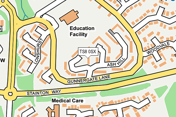 TS8 0SX map - OS OpenMap – Local (Ordnance Survey)