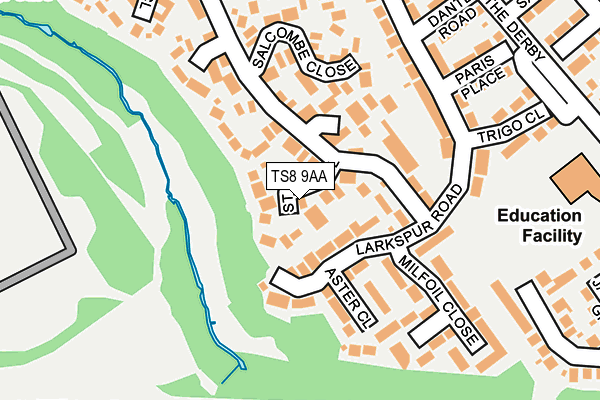 TS8 9AA map - OS OpenMap – Local (Ordnance Survey)