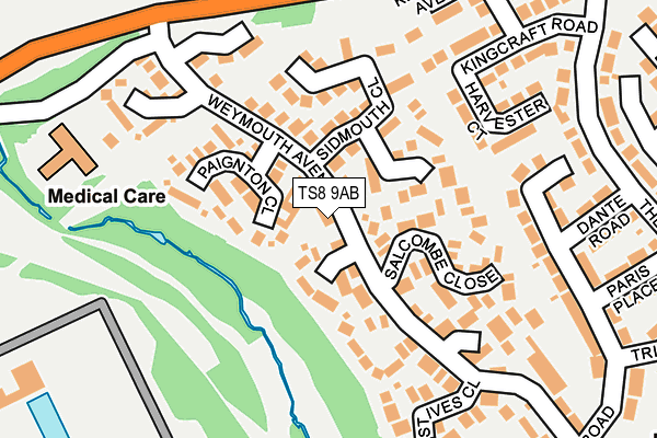 TS8 9AB map - OS OpenMap – Local (Ordnance Survey)