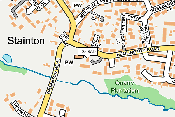 TS8 9AD map - OS OpenMap – Local (Ordnance Survey)