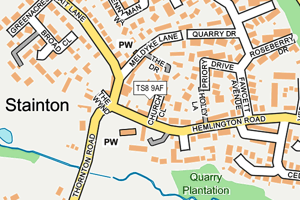 TS8 9AF map - OS OpenMap – Local (Ordnance Survey)