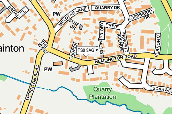TS8 9AG map - OS OpenMap – Local (Ordnance Survey)
