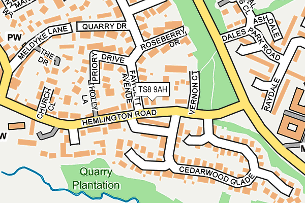 TS8 9AH map - OS OpenMap – Local (Ordnance Survey)