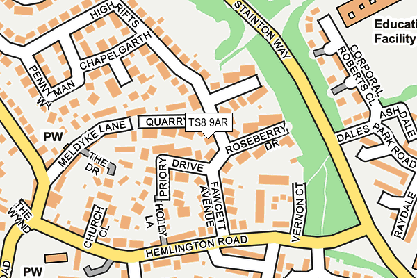 TS8 9AR map - OS OpenMap – Local (Ordnance Survey)