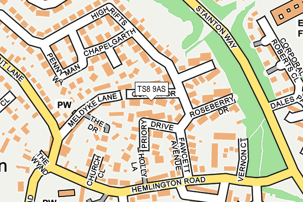 TS8 9AS map - OS OpenMap – Local (Ordnance Survey)